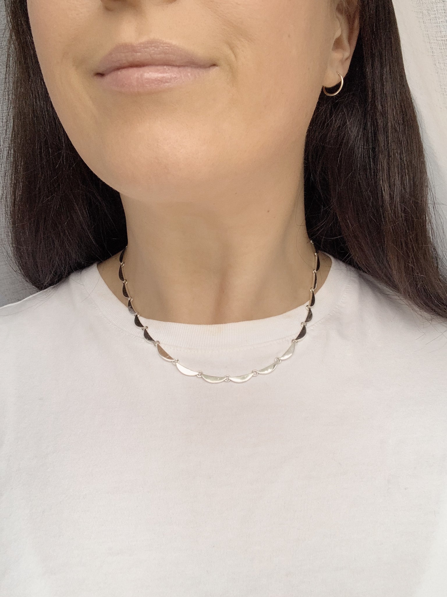 Crescent link necklace